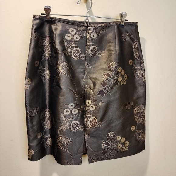 Jon Brown Floral 100% Silk   Embellished Pencil Mini Skirt for Cocktail Size 8 - Picture 11 of 12
